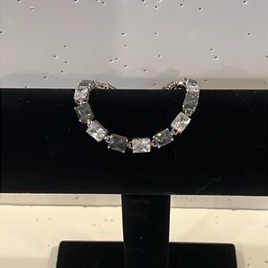 Sterling Silver and Crystal Tennis Bracelet 925 Wedding Prom Sparkly Gems Gray